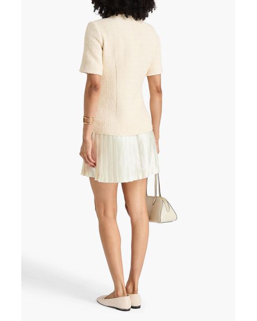 Sandro Natural Satin-Paneled Cotton-Blend Tweed Mini Dress