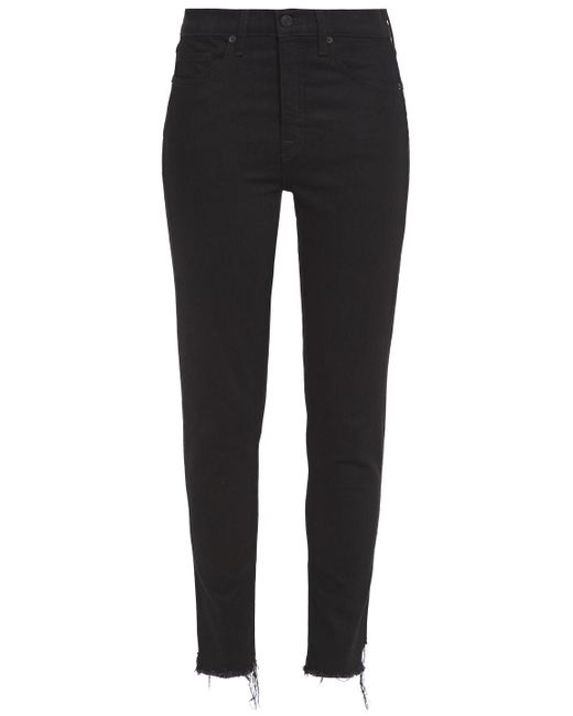 Nili Lotan Denim Cropped Frayed High-rise Skinny Jeans in Black | Lyst