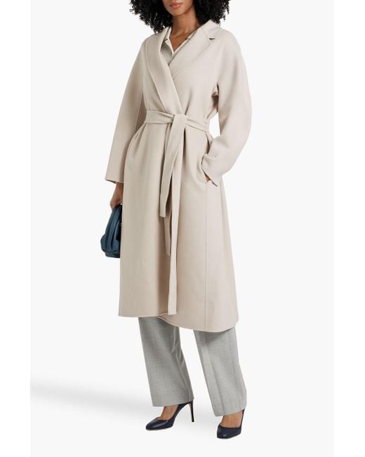 Max Mara White Esturia Belted Wool-Felt Coat