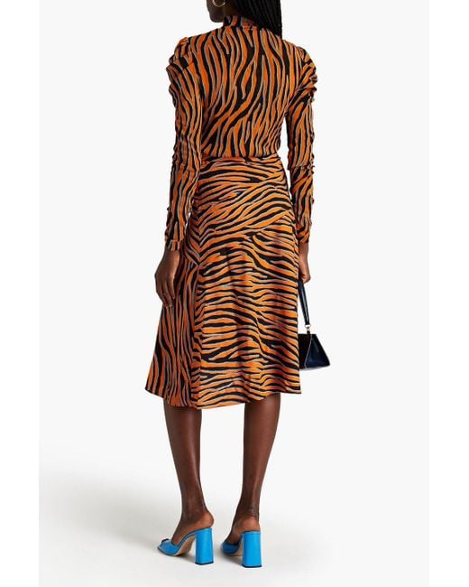 Diane von Furstenberg Orange Lilo Zebra-print Crepe De Chine Skirt