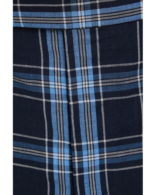 Thom Browne Blue Checked Wool And Linen-Blend Suit Pants for men