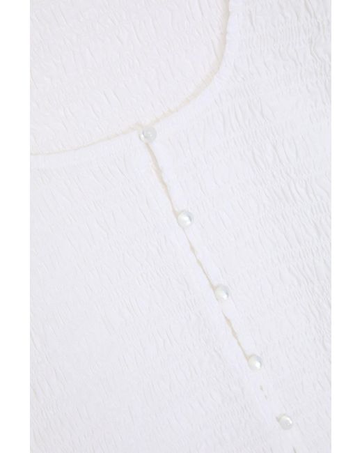 Ganni White Bluse aus baumwollpopeline mit raffung