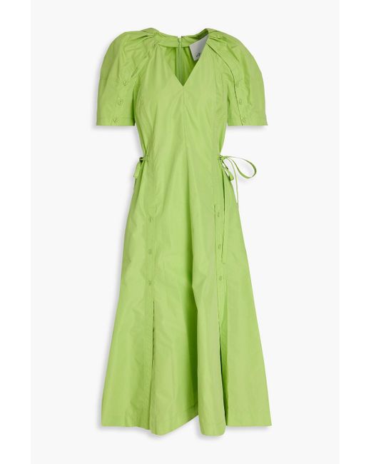 3.1 Phillip Lim Green Cotton-Blend Poplin Midi Dress