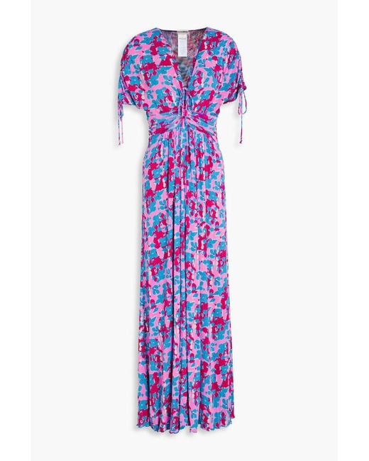 Diane von Furstenberg Purple Charlotte Reversible Printed Stretch-mesh Midi Dress