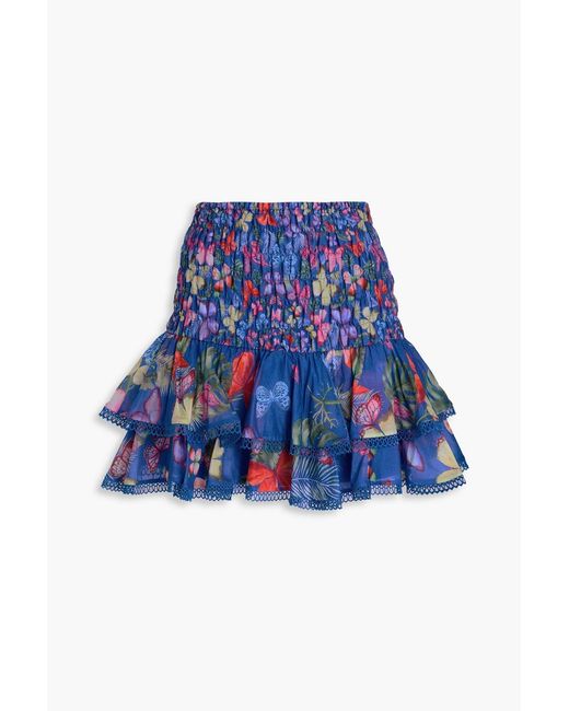 Charo Ruiz Blue Tana Printed Cotton-blend Voile Mini Skirt