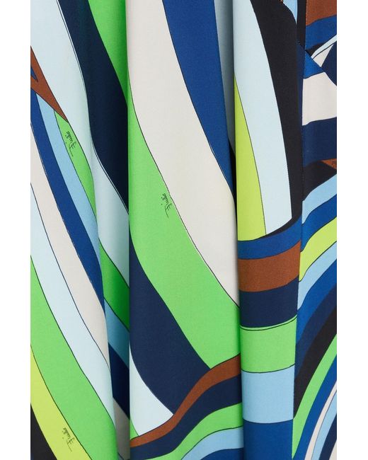 Emilio Pucci Blue Open-Back Printed Stretch-Jersey Maxi Dress