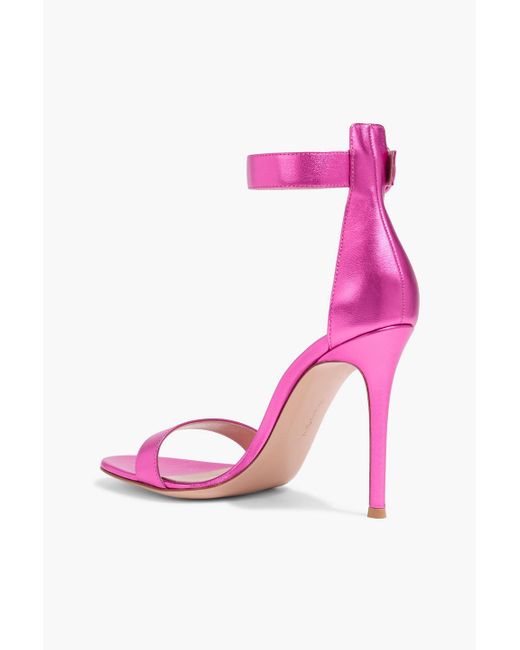 Gianvito Rossi Pink Portofino 105 Metallic Leather Sandals