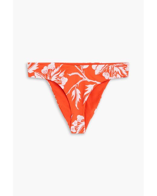 Mara Hoffman Red Cece halbhohes bikini-höschen mit floralem print