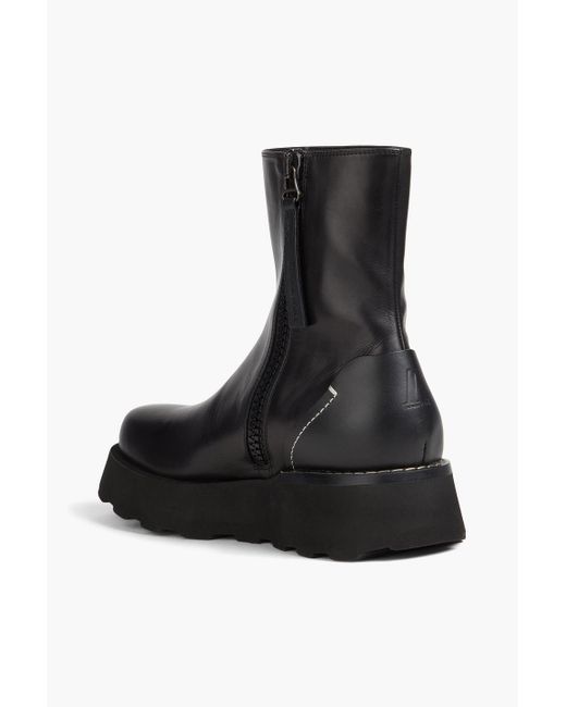Emporio Armani Black Leather Platform Boots for men