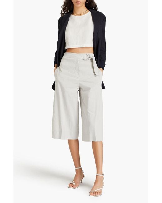 Theory White Linen-blend Culottes