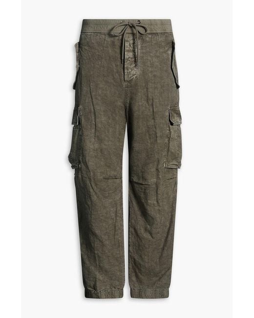 James Perse Green Linen Cargo Pants for men