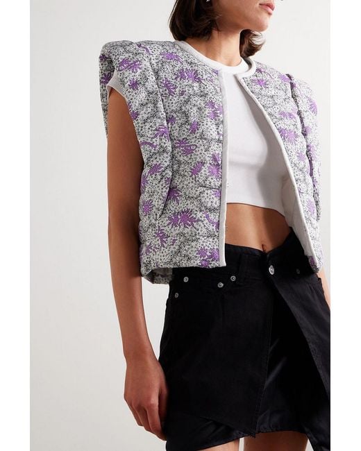 Isabel Marant White Drew Convertible Printed Quilted Cotton Jacket