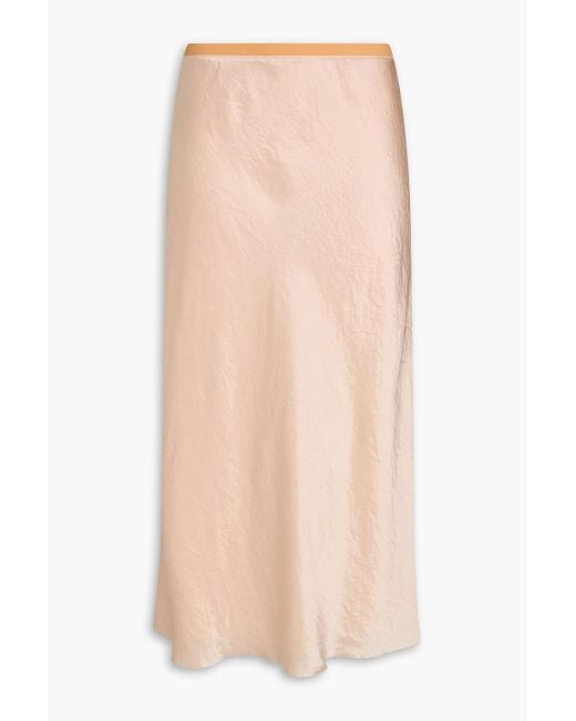 Vince Pink Crinkled-Satin Midi Skirt
