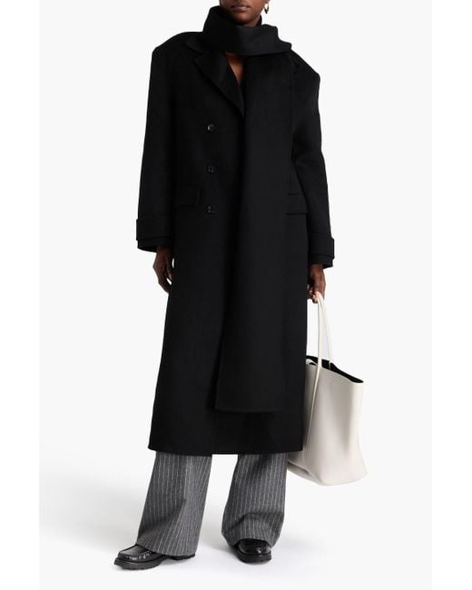 Sandro Black Double-Breasted Wool-Felt Coat