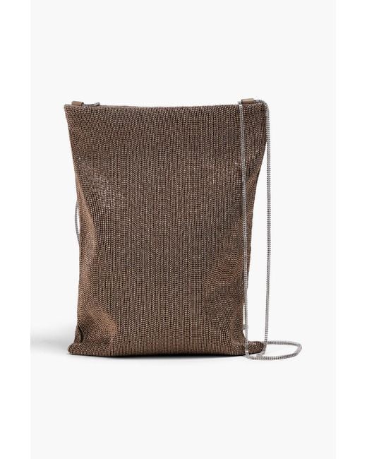 Brunello Cucinelli Brown Bead-embellished Leather Shoulder Bag