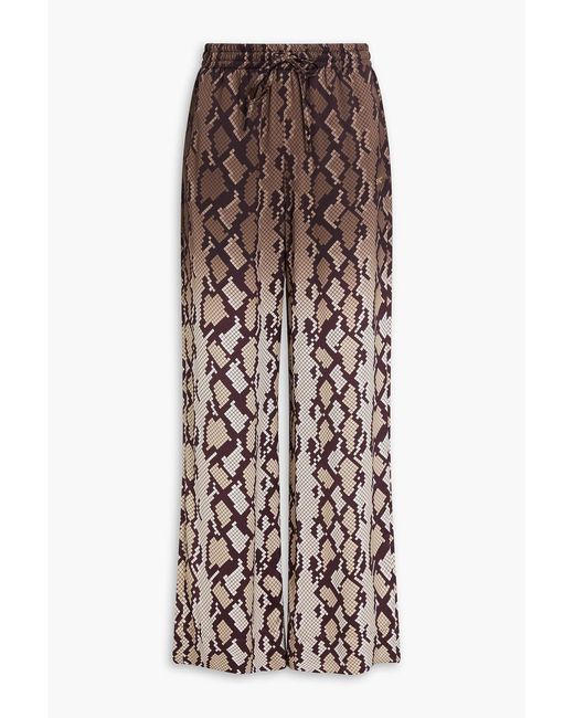 Stella McCartney Brown Snake-Print Satin Straight-Leg Pants