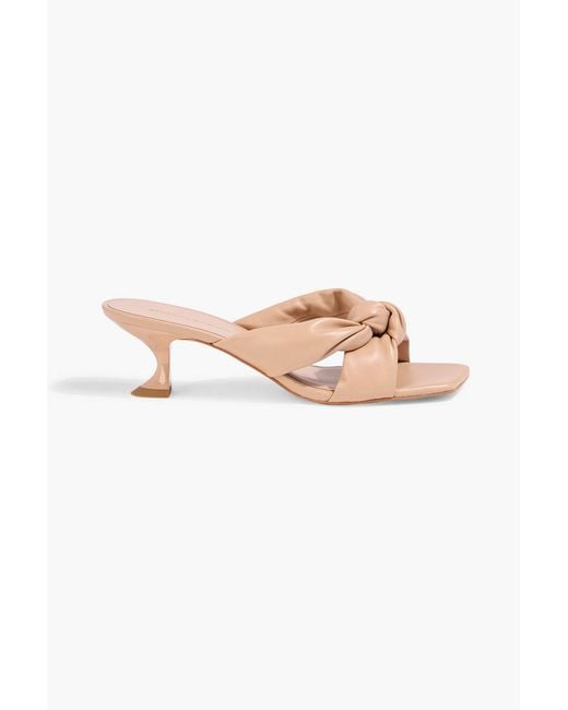 Stuart Weitzman Natural Playa 50 Knotted Padded Leather Mules