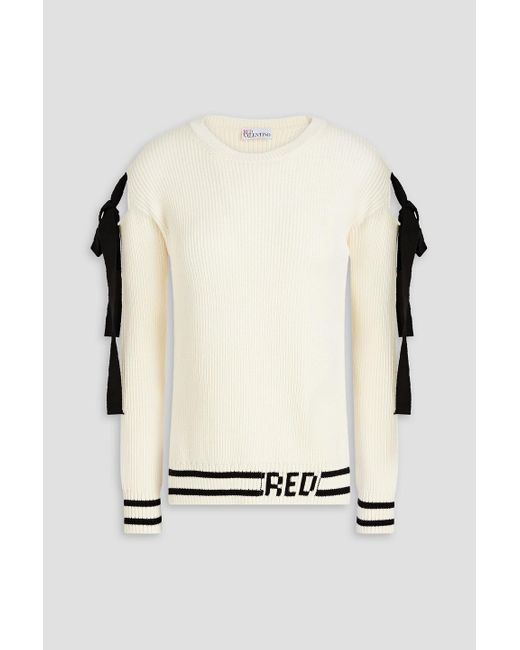 RED Valentino White Jacquard-knit Wool Sweater