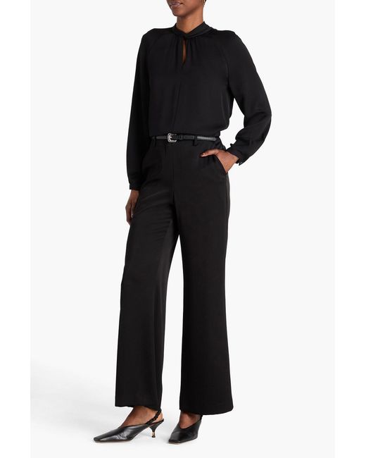 Theory Black Twisted Silk-Crepe Blouse