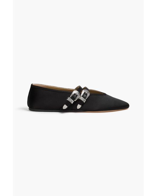 Le Monde Beryl Black Claudia Silk-Satin Ballet-Flats