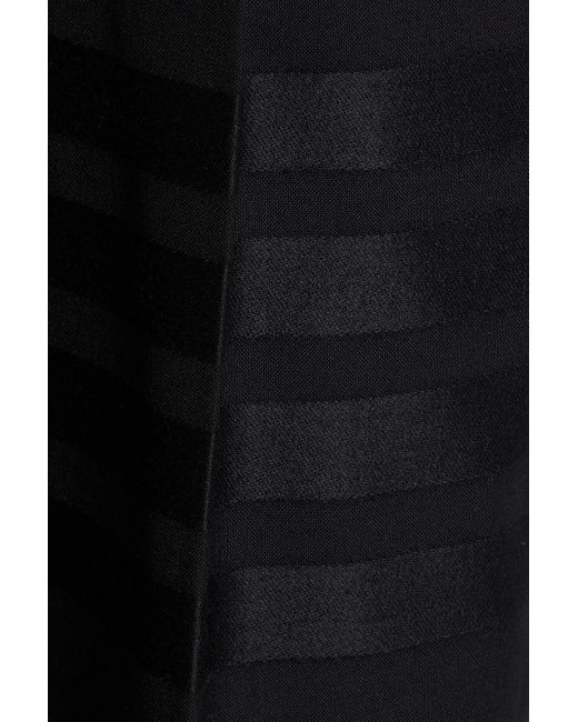 Thom Browne Black Cropped Striped Wool Wide-leg Pants