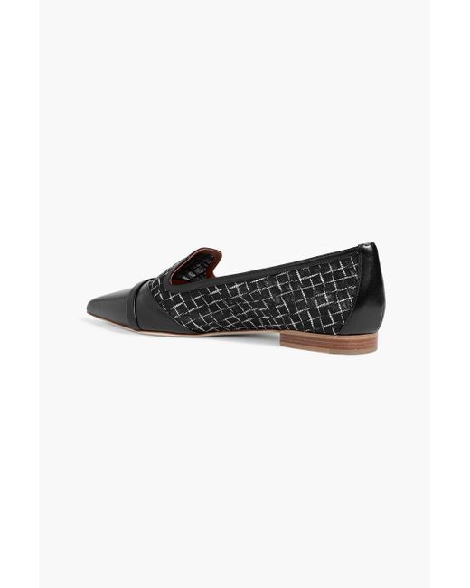 Malone Souliers Black Romy Embroidered Mesh And Leather Point-Toe Flats