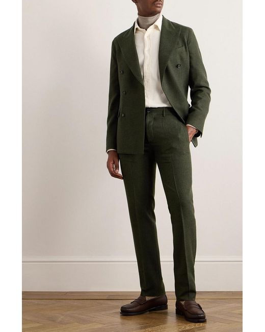 Massimo Alba Green Mauko Slim-Fit Straight-Leg Wool Suit Pants for men