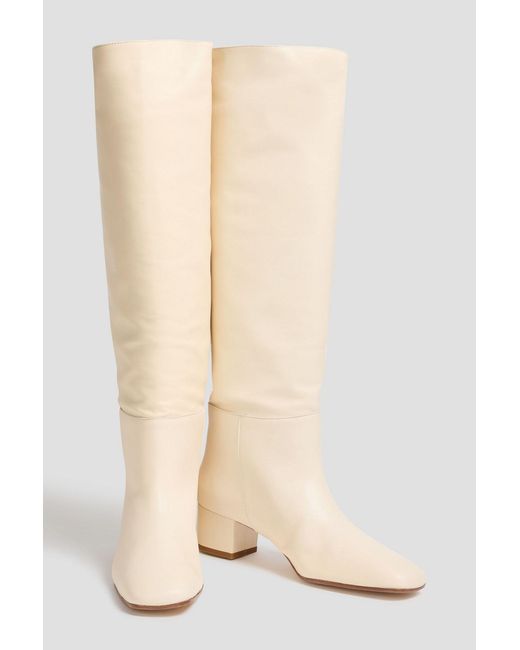 Staud White Nancy Leather Knee Boots