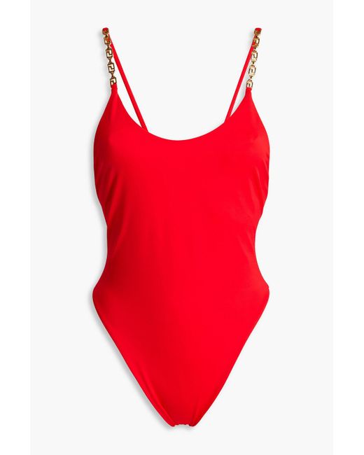 Versace Red Chain-embellished Swimsuit