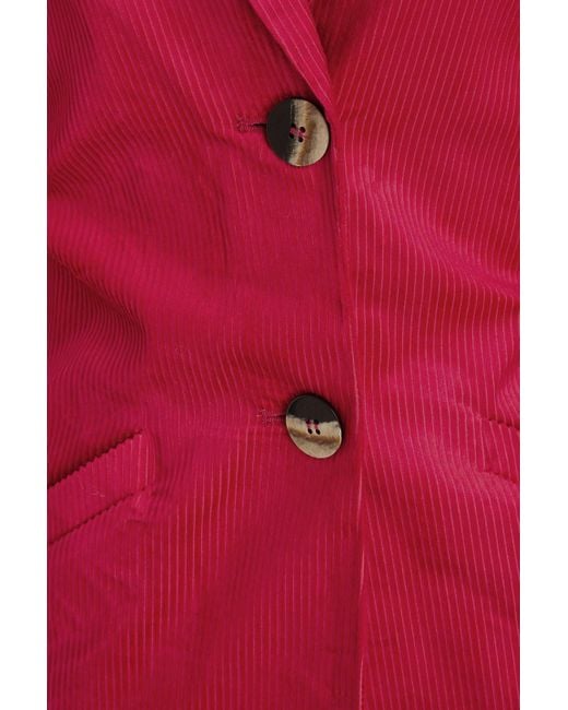 Ganni Red Cotton-blend Corduroy Blazer