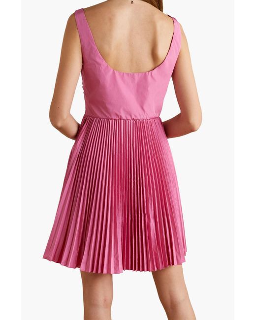 RED Valentino Pink Gathered Pleated Taffeta Mini Dress