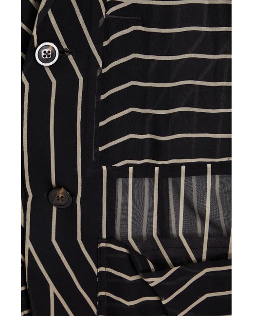 Rick Owens Black Striped Silk-voile Blazer