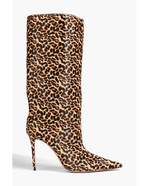 AMINA MUADDI Brown Fiona Leopard-print Calf Hair Knee Boots