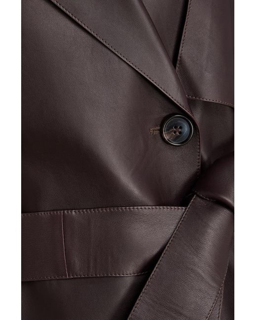 Theory Brown Belted Leather Trench Coat
