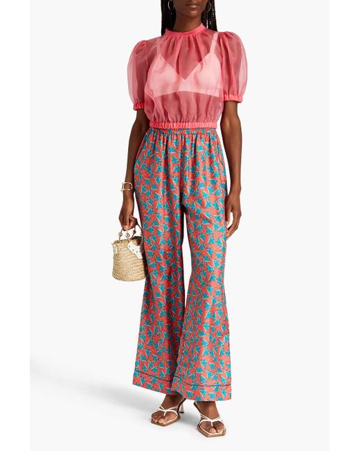 Dolce & Gabbana Pink Gathered Silk-organza Blouse