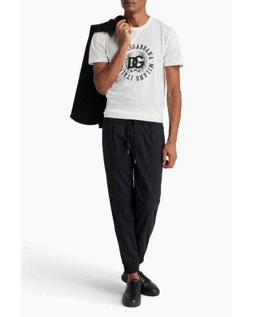 Dolce & Gabbana White Cotton Logo Print Crew Neck Men T for men