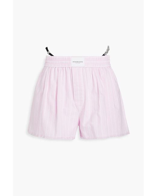 T By Alexander Wang Pink Verzierte shorts aus baumwoll-oxford mit streifen