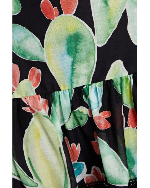 Charo Ruiz Green Vitoria Printed Cotton-blend Voile Mini Skirt