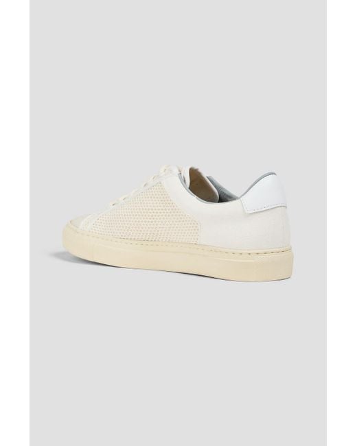 Common Projects White Retro Canvas-Trimmed Leather And Knitted Sneakers for men