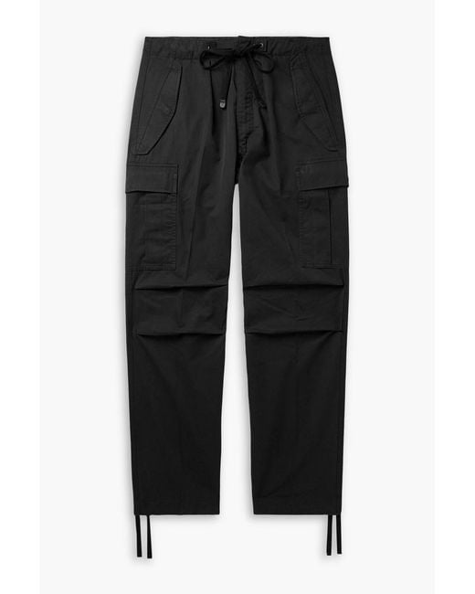 Tom Ford Black New Enzyme Straight-Leg Cotton-Twill Drawstring Cargo Pants for men