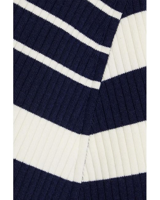 Jonathan Simkhai Blue Noah Striped Ribbed Wool-Blend Mini Dress