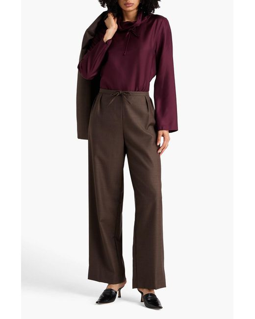 Loulou de Saison Brown Cove Pleated Wool Straight-Leg Pants