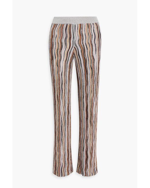 Missoni Brown Sequin-embellished Crochet-knit Straight-leg Pants