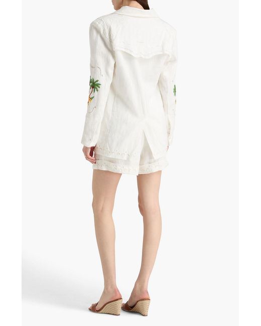 Farm Rio Natural Embellished Linen Blazer