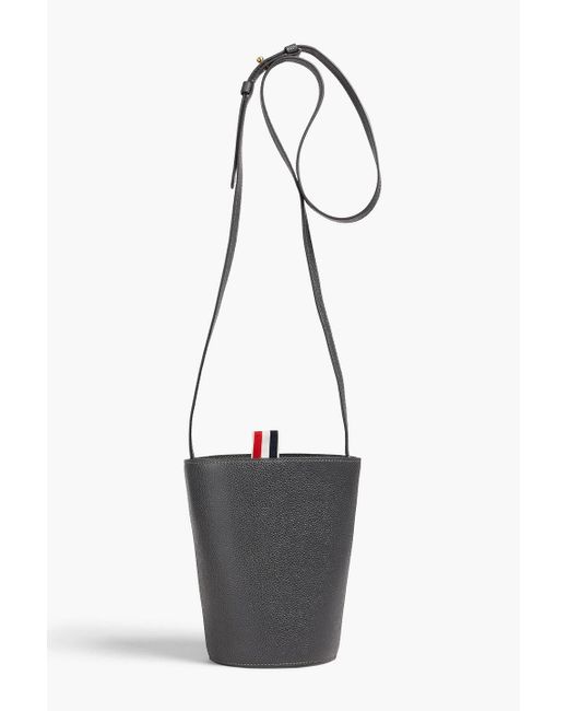 Thom Browne White Pebbled-leather Bucket Bag