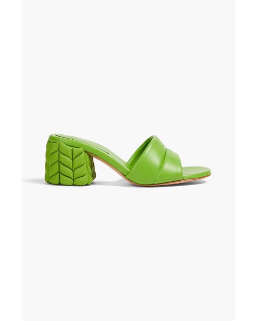 Gianvito Rossi Green Florea Quilted Leather Mules