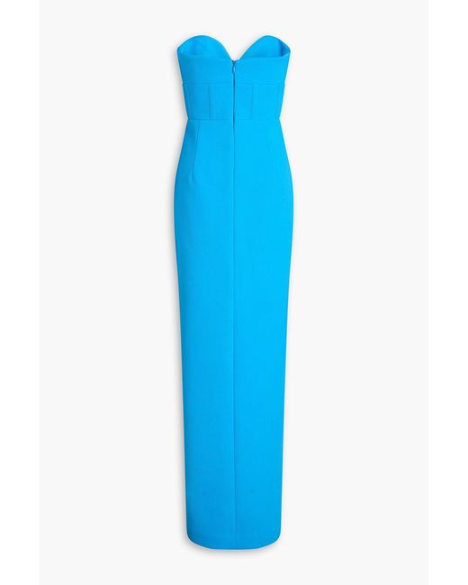 Rebecca Vallance Blue Skyla Strapless Crepe Gown