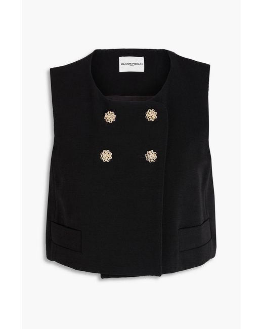 Claudie Pierlot Black Cropped Lyocell-Blend Top