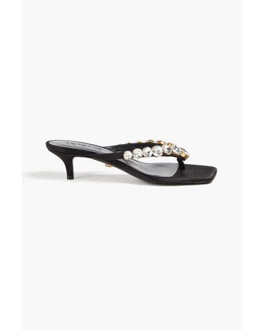 Versace Black Crystal-Embellished Satin Sandals