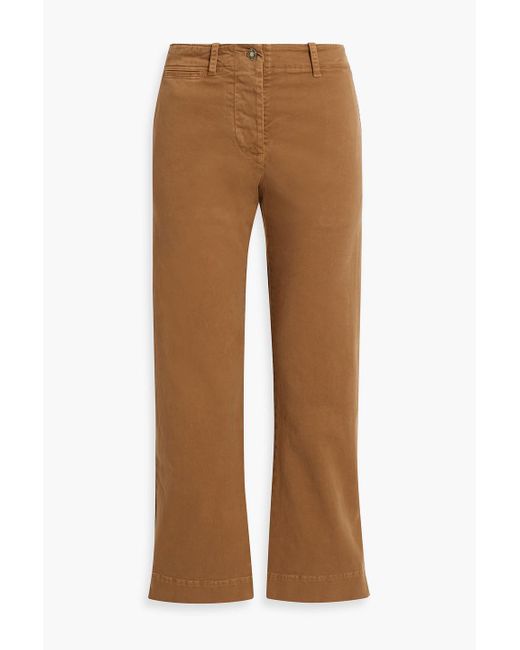 Nili Lotan Brown Stretch-cotton Twill Straight-leg Pants